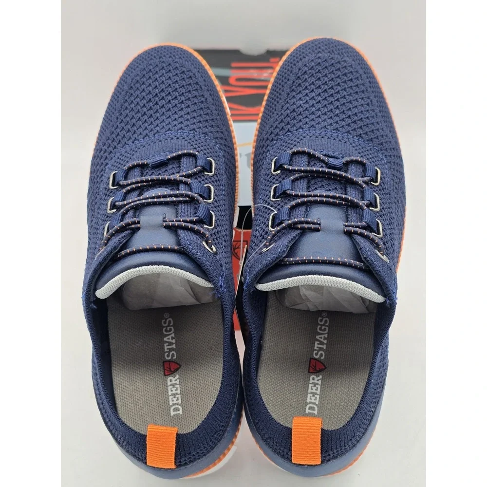 Deer Stags Boy's Status Jr Sneaker, Navy/orange Knit, Size 3 M Kid‎ Size